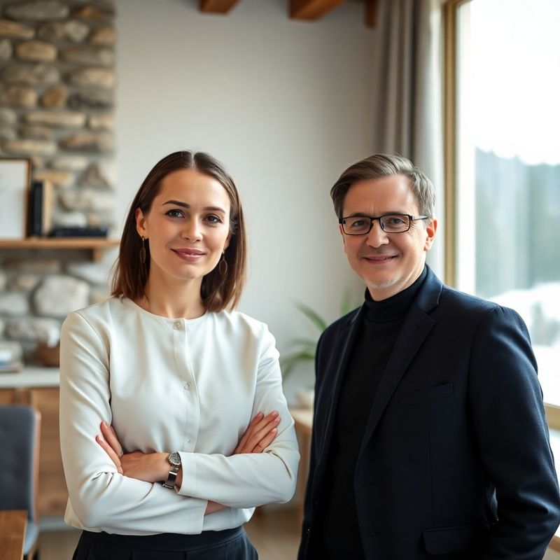 Dva profesionalca v mirni slovenski pisarni v naravni svetlobi